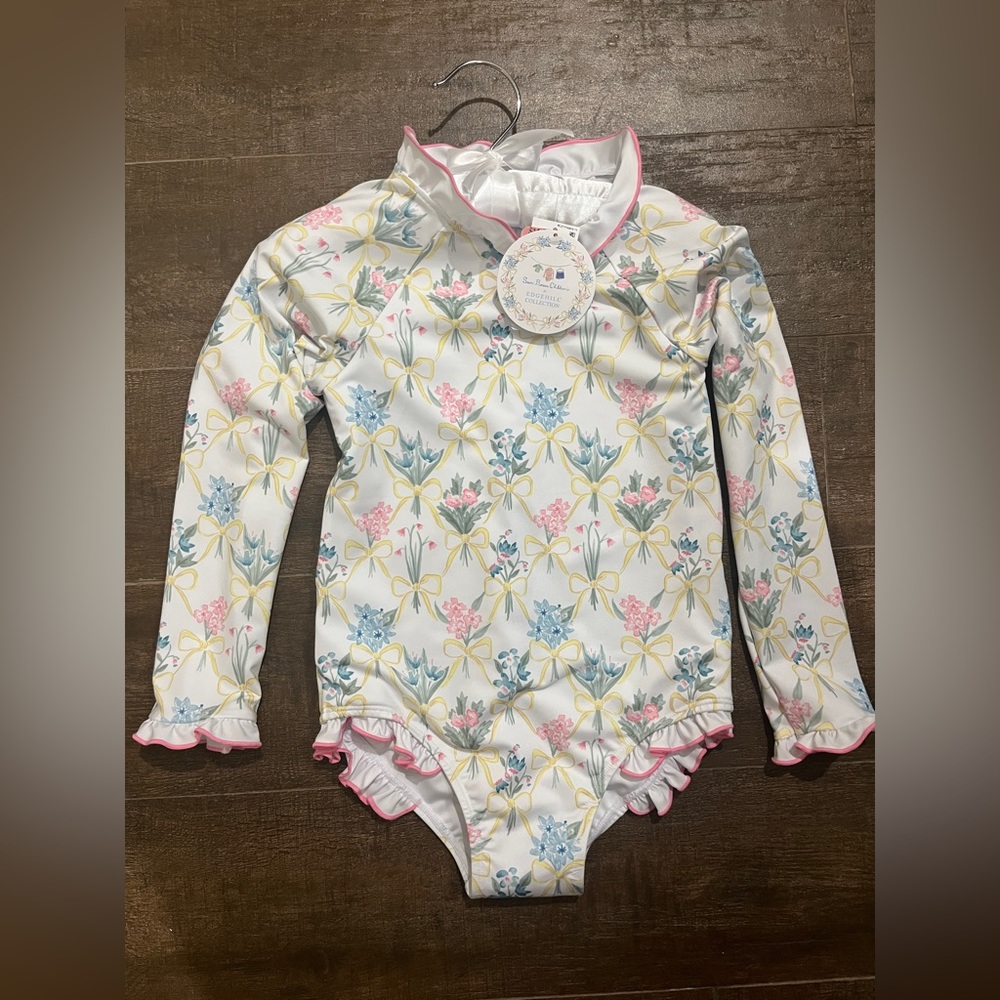 NEW Sun House x Edgehill Sibyl Floral swim suit rash guard
